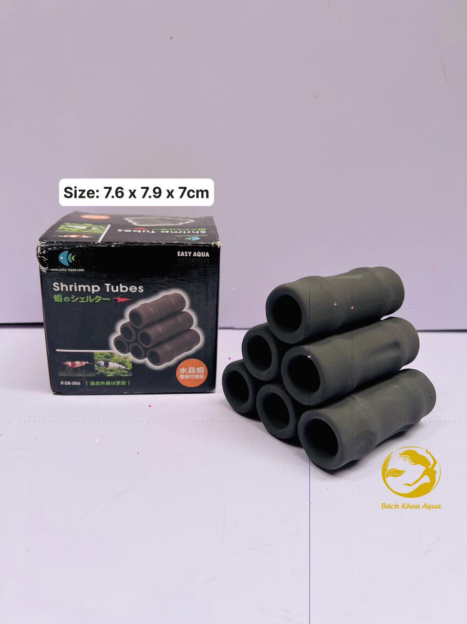 Ống gốm 6 đen - đỏ trang trí bể cá tép